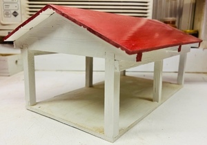 lot 213 image: 13x 9x 6 HAND-CRAFTED WHITE GAZEBO wRED ROOF
