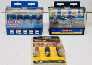 lot 220 image: RYOBI STRAIGHT ROUTER BIT SET &amp ROUNDOVER ROUTER BIT SET wGENERAL PLUG CUTTER SET