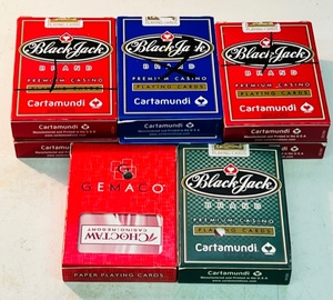 lot 276 image: 7 PACKS OF BLACK JACK BRAND PREMIUM CASINO PLAYING CARDS &amp 1 PACK OF GEMACO