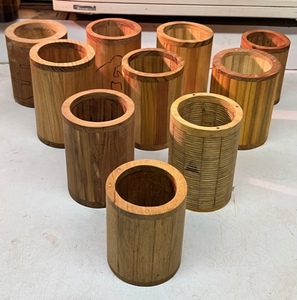 lot 297 image: 10 HAND-CRAFTED WOODEN KOOZIES FOR ALL TYPES OF CANS &amp BOTTLES