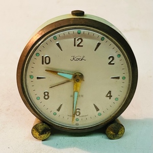 lot 286 image: OLD VINTAGE KOCH BRASS ALARM CLOCK - MADE IN WEST GERMANY