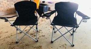 lot 258 image: 36 BLACK FOLDABLE LAWN CHAIRS wCUP HOLDERS