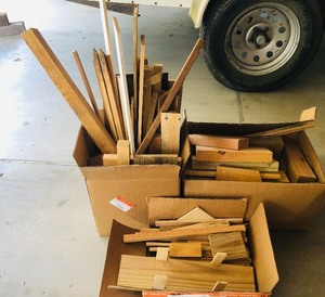 lot 262 image: 3 BOXES OF CRAFT PROJECT WOOD - ALL DIFFERENT SHAPES & SIZES