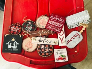 lot 303 image: HANGING CHRISTMAS SIGNS