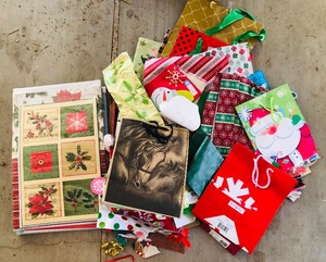 lot 304 image: CHRISTMAS GIFT BAGS & GIFT BOXES - NEW & USED wFILLER PAPER & STRING