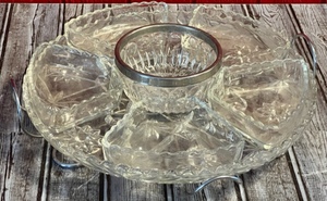 lot 238 image: CUT GLASS 5 TRAY ONE BOWL LAZY SUSAN