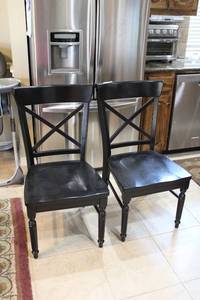 lot 31 image: Set of 2 Dining Chairs, black finish, matches 30,32