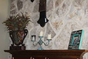lot 40 image: 3 Home Dcor Items Picture Frame, Candle Holder, and Oblong Vase