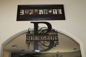 lot 44 image: Bourgeois Metal Wall Decoration and Framed Picture with Bourgeois letters
