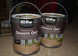 lot 128 image: 2 Gallons of Granite Grip - UNOPENED, Behr Floor coating, Tan color
