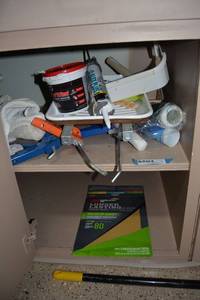 lot 126 image: Painting Lot Trays, Rollers, Extension Pole, Caulking Guns