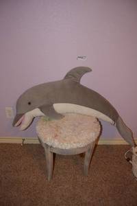 lot 193 image: Vanity Stool and Plush Dolphin Toy