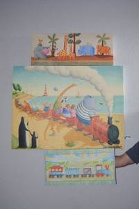 lot 179 image: Kids Room Wall Art - 3 Pieces of Stretched Canvases signed by artists