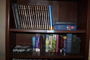 lot 67 image: Books on top 2 shelves The Old West Collection, Dictionary, Bibles and More