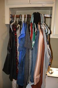 lot 81 image: Clothes Lot Rickie Freeman Suit Size 14, Levis Jean Jacket Size XS, Sweaters, Tops and Jeans