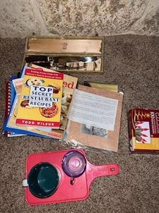 lot 215 image: Recipe Books, Christmas Lights, Knife and Fork Set with Bone Handles