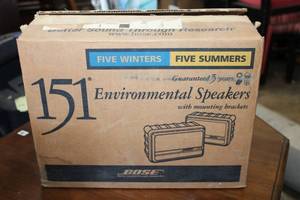 lot 15 image: Bose Speakers 151 Environmental, never unpacked with Mounting Brackets