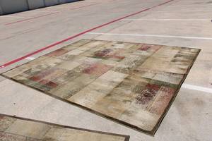 lot 21 image: Sphinx Area Rug, 99 x 122 with extra pad, Burgundy, olive green and brown colors (matches lot 20)