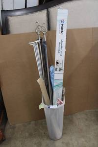lot 27 image: Collection of Curtain Rods and Unopened Curved Shower Rod Plus Hardware