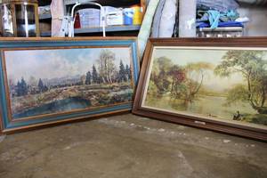 lot 35 image: Two Large Framed Prints signed by artists