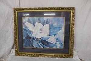 lot 91 image: Framed Flower Wall Art, 34W x 28 Tall, signed Print