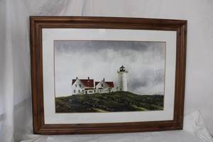 lot 94 image: Framed Lighthouse Print, 39W x 29.5Tall