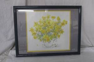 lot 99 image: Framed Daffodils in Vase Print, 25W x 19.5Tall