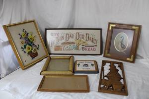lot 104 image: Hand Embroidered Wall Art, empty frames and More