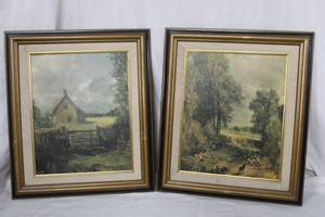 lot 106 image: Pair of Animal and Farmhouse Prints, Both 15.5W x 18Tall