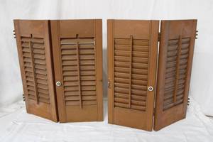 lot 107 image: Vintage Wooden Window Shutters, Both 17.5W x 20Tall
