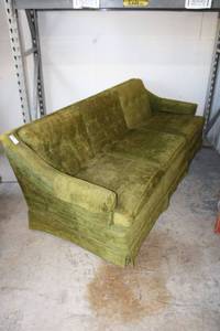 lot 84 image: Vintage Mid-Century Couch in Green Velvet