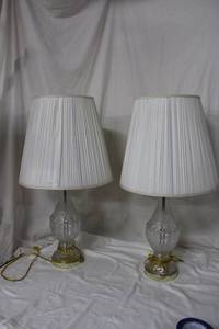 lot 110 image: Pair of Crystal Glass Table Lamps