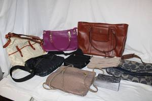 lot 113 image: Bags and Purses Collection includes Michael Kors, Coach, knomo tags (has not been appraised)