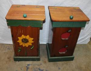 lot 120 image: Pair of Square Wooden Trash Bin Covers