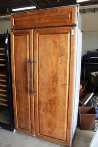 lot 122 image: Jenn-Air Wood Front Refrigerator and Freezer