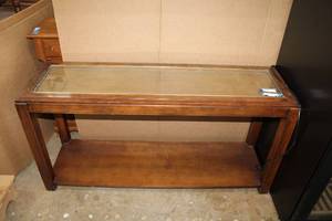 lot 86 image: Cane and Glass Top Hallway Table, 52W x 16D x 26Tall