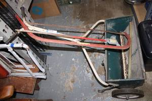 lot 130 image: Yard Push Spreader, Bow Saw, and More