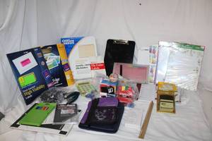 lot 198 image: Office Supplies Avery Labels, Binder Clips, Stationary Paper, Envelopes, Calculator and More