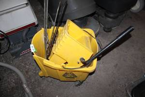 lot 35 image: Yellow Mop Bucket and Dry Mop Wire Metal Frames