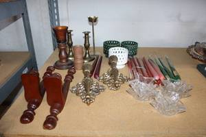 lot 83 image: Wall Taper Candle Holders, Table Taper Candle Holders and Candles