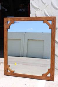 lot 93 image: Solid Wood Framed Mirror - 42 x 48
