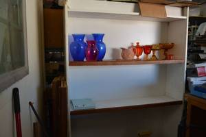 lot 164 image: White Double-Sided Display Shelves (Contents not included)