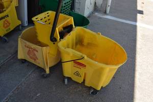 lot 213 image: 3 Industrial Mop Buckets with Ringers