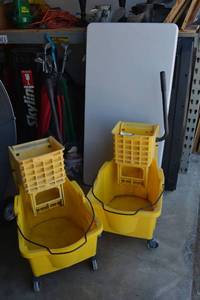 lot 212 image: 2 Industrial Mop Buckets with Ringers
