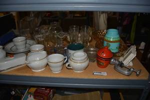 lot 219 image: Bubble Glass Bowls, White Glass Dish Set, Goblet Set and More