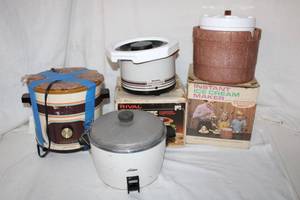 lot 103 image: Instant Ice Cream Maker  and Rival Small Crockpot (both in original Boxes), Crockpot and Toshiba Pot