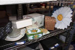 lot 115 image: Heart Shaped Tin for baking, Decorative Tin and Boxes, Vintage Officers Wives Club Card and Nervous Driver Card and More