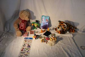 lot 127 image: Plush Toys, Disney Stickers and small toys