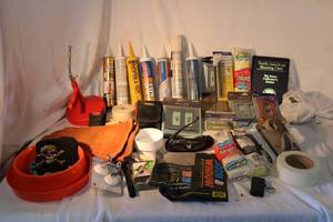lot 237 image: Hardware Supplies Liquid Nails, Switch Plates, Work Gloves and More
