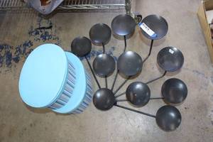 lot 178 image: Wire Fireplace Candle Holder and Pair of Oval Storage Boxes